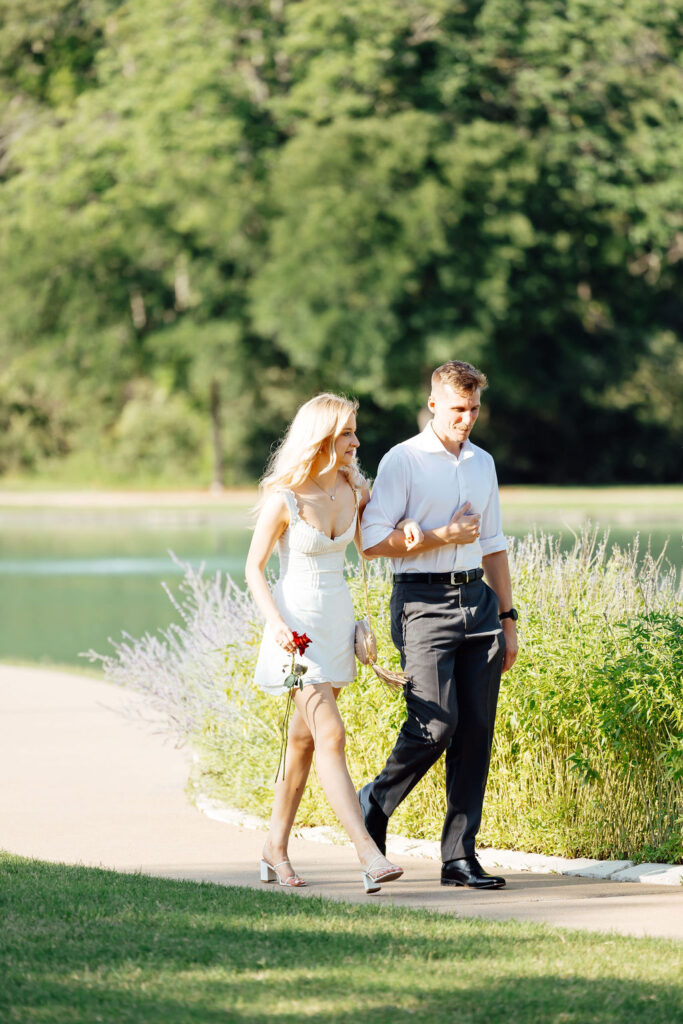 couple walking around before their proposal