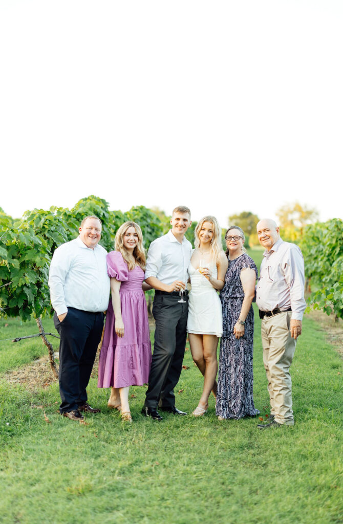 newly engaged couple at their vineyard engagement party