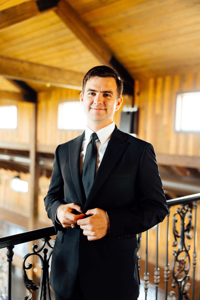 groom before his colorful and fun wedding