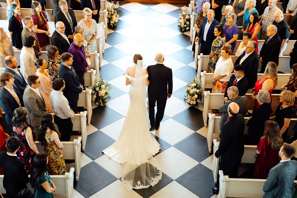 bride walking down the aisle 