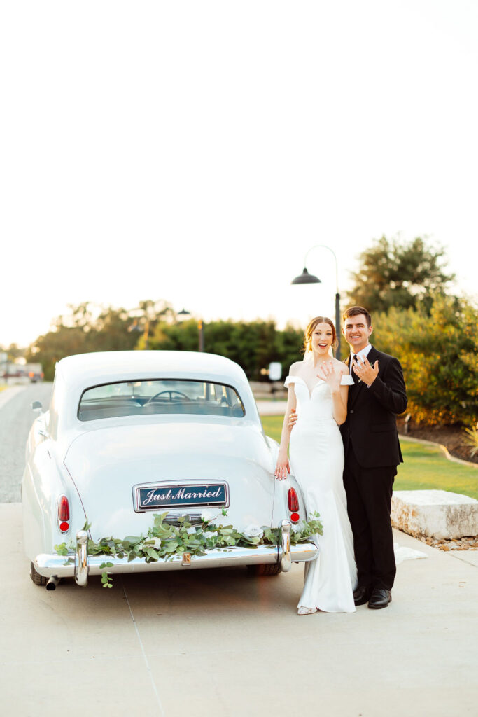 bride and groom after their wedding reception