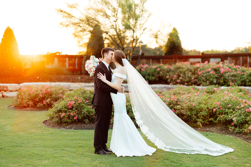 bride and groom during the golden hour