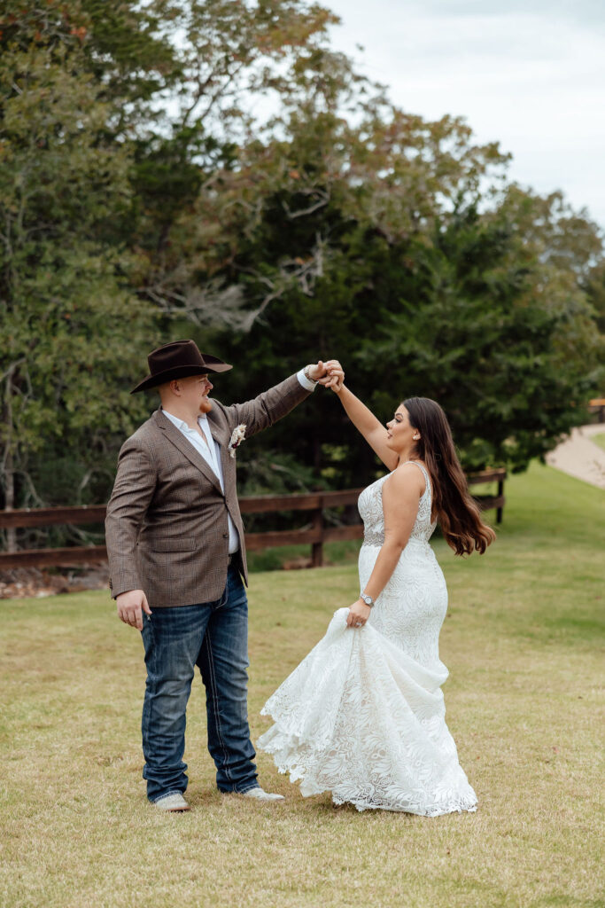 sweet moment with bride and groom in texas